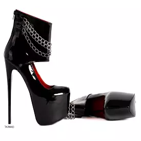 Ankle Bondage Chained Black Gloss High Heels