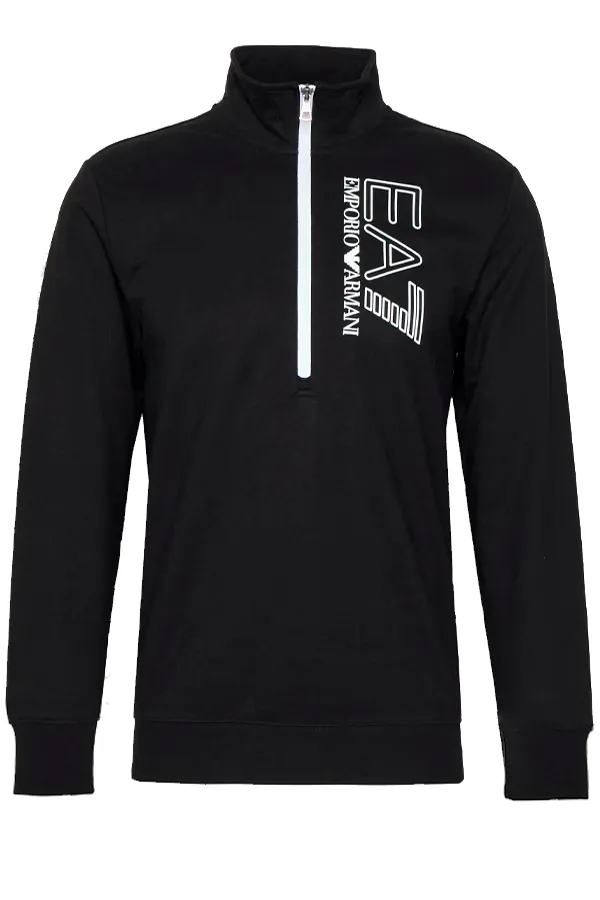 Armani EA7 Half-Zip Line Logo Sweatshirt Black