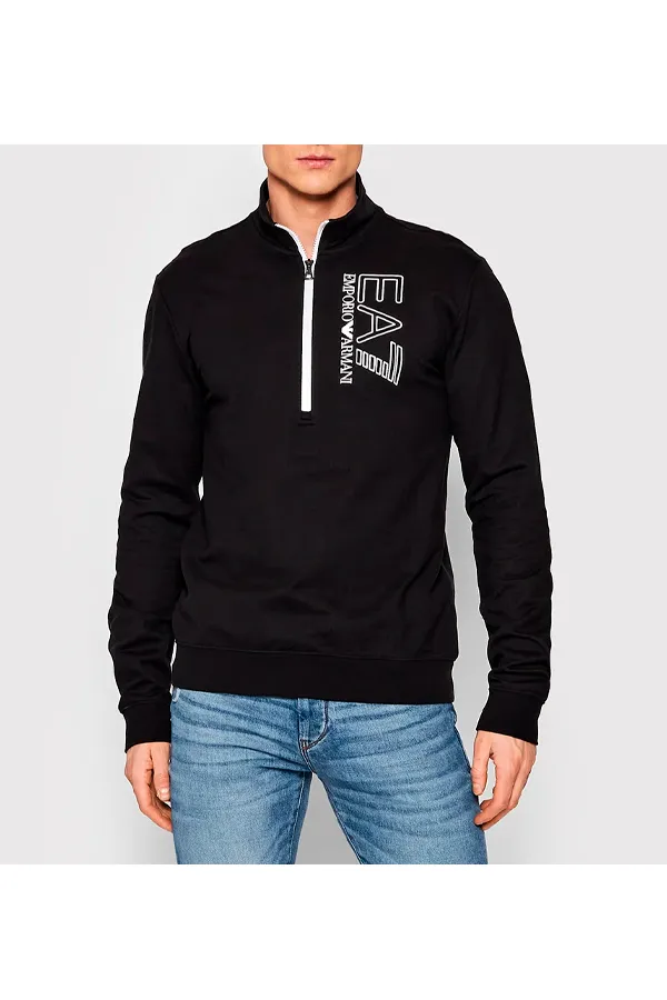 Armani EA7 Half-Zip Line Logo Sweatshirt Black