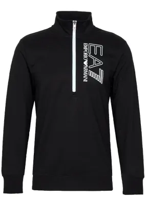 Armani EA7 Half-Zip Line Logo Sweatshirt Black