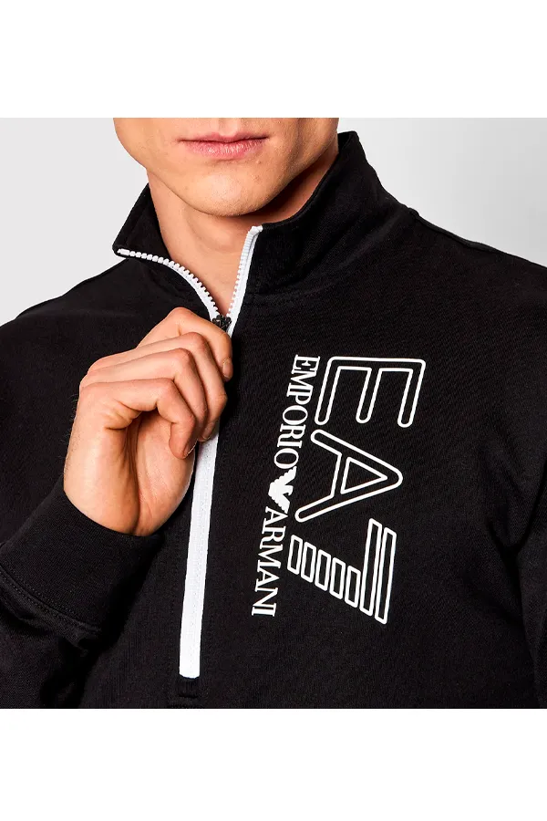 Armani EA7 Half-Zip Line Logo Sweatshirt Black