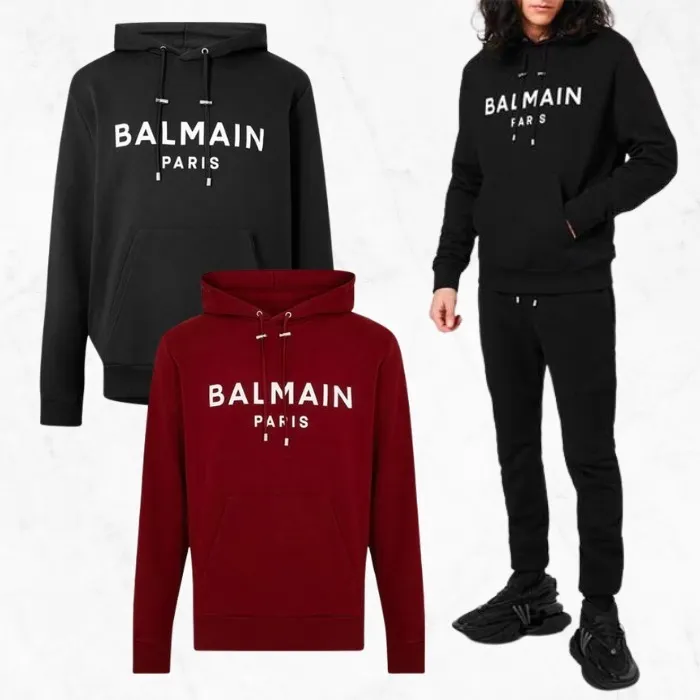 BALMAIN  |Unisex Plain Cotton Logo Luxury Hoodies