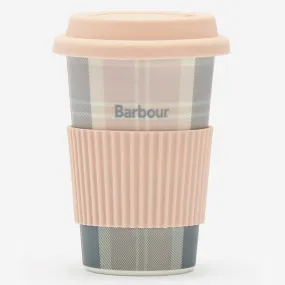 Barbour Reusable Tartan Travel Mug in Pink/Grey