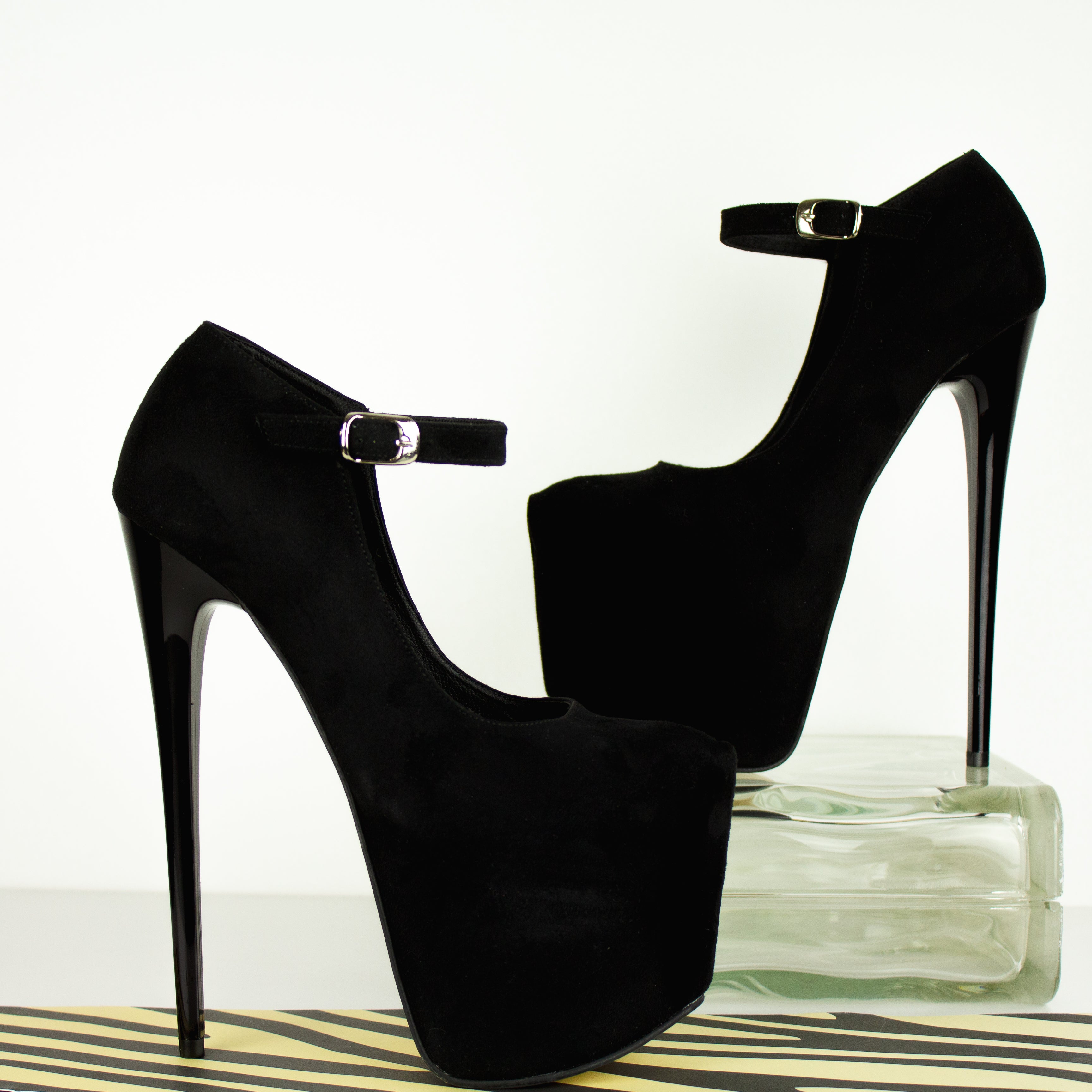 Black Suede Mary jane Suede High Heels