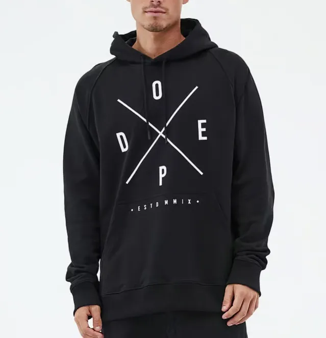 DOPE  |Long Sleeves Plain Cotton Logo Hoodies