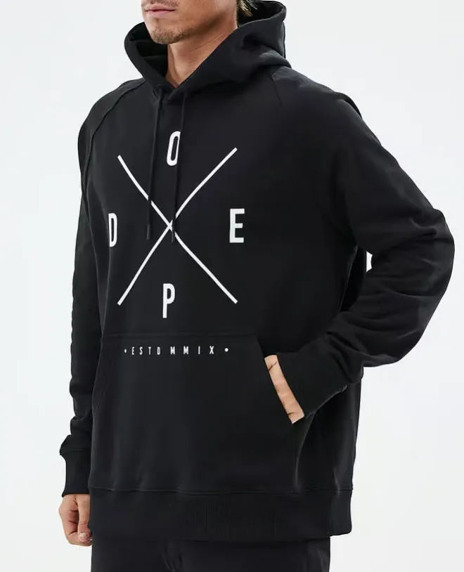 DOPE  |Long Sleeves Plain Cotton Logo Hoodies