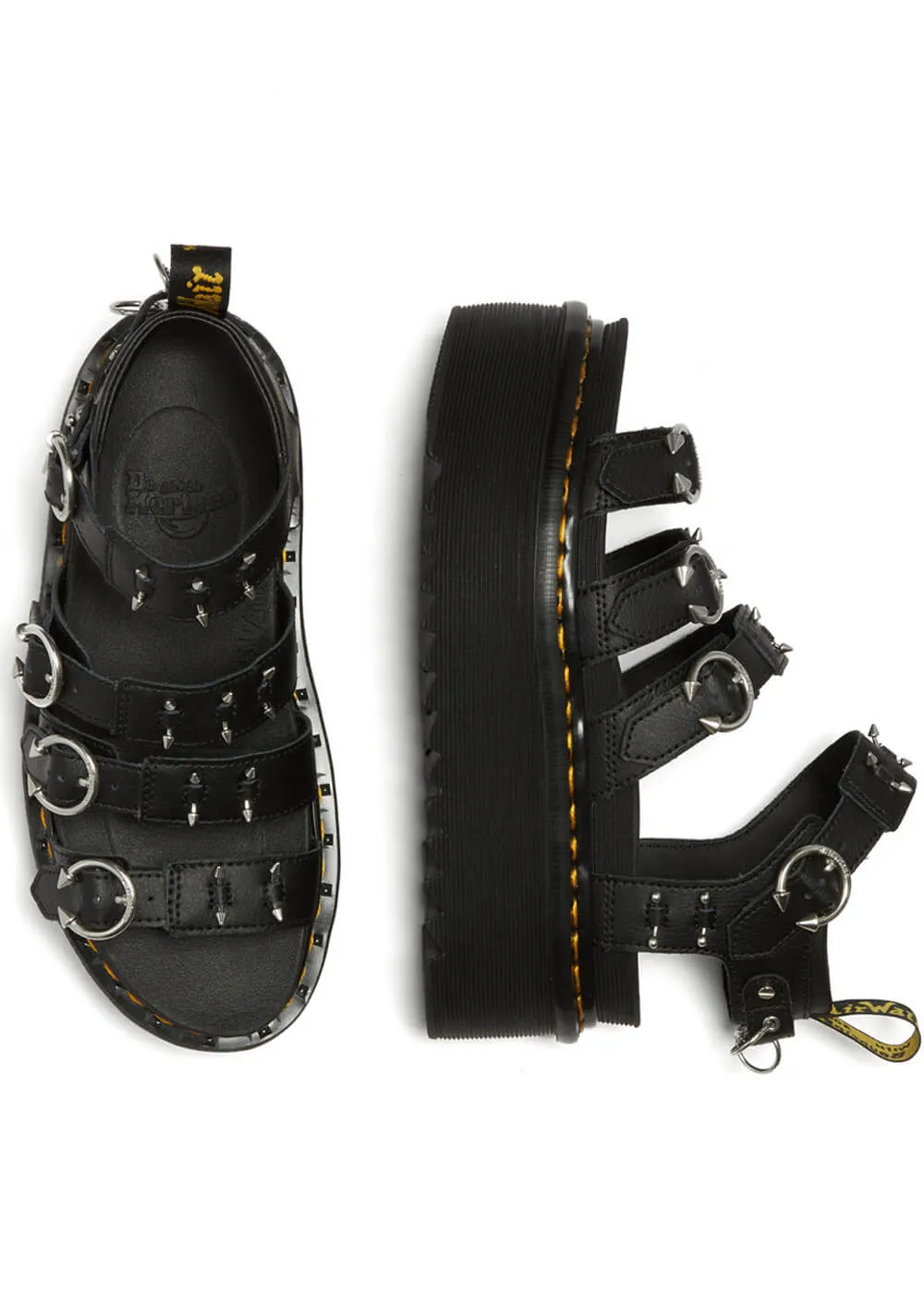 Dr. Martens Blaire Quad Hardware Platform Sandals Black