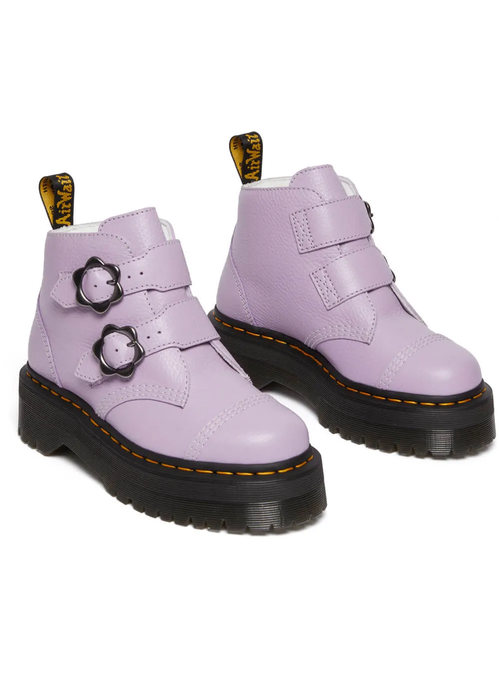 Dr. Martens Devon Flower Soft Leather Platform Boots Lilac