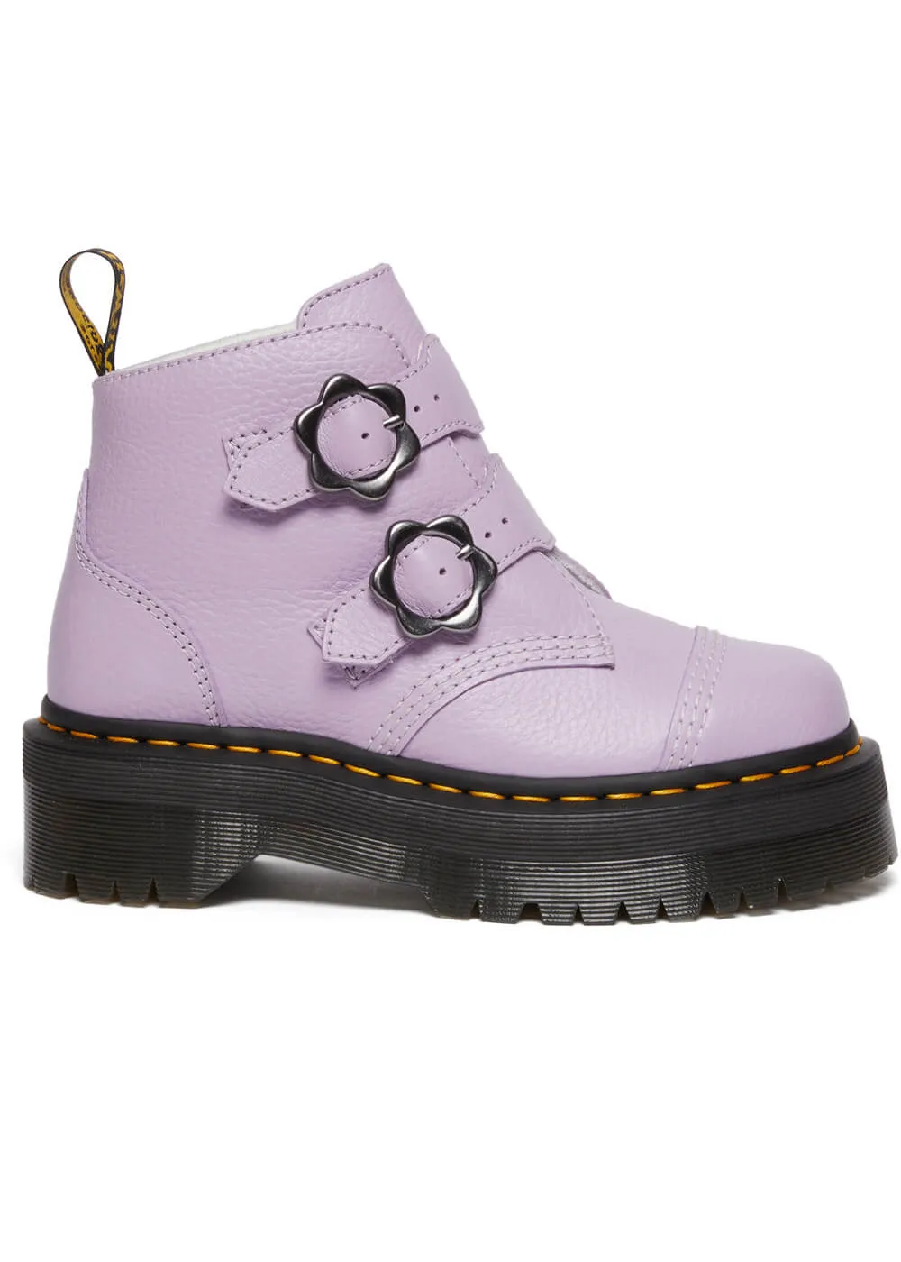 Dr. Martens Devon Flower Soft Leather Platform Boots Lilac