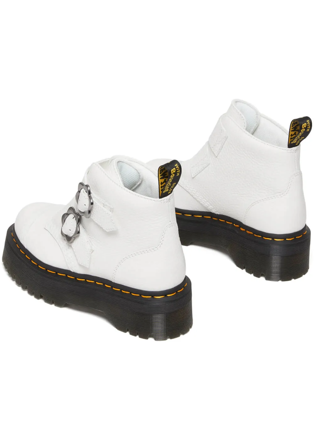 Dr. Martens Devon Flower Soft Leather Platform Boots White