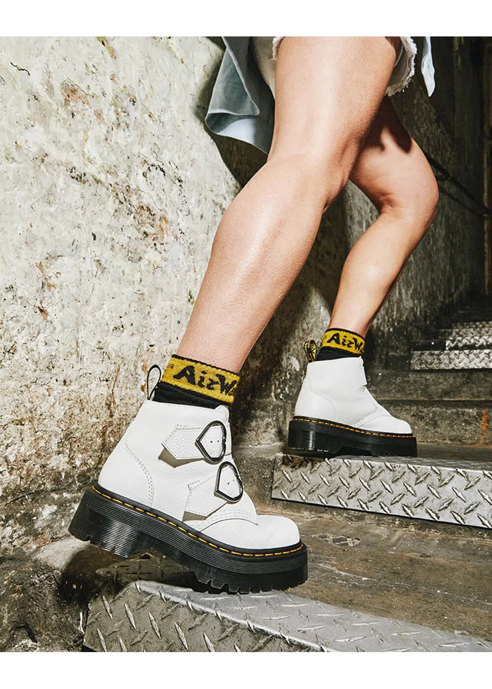 Dr. Martens Devon Heart Aunt Sally Soft Leather Boots White