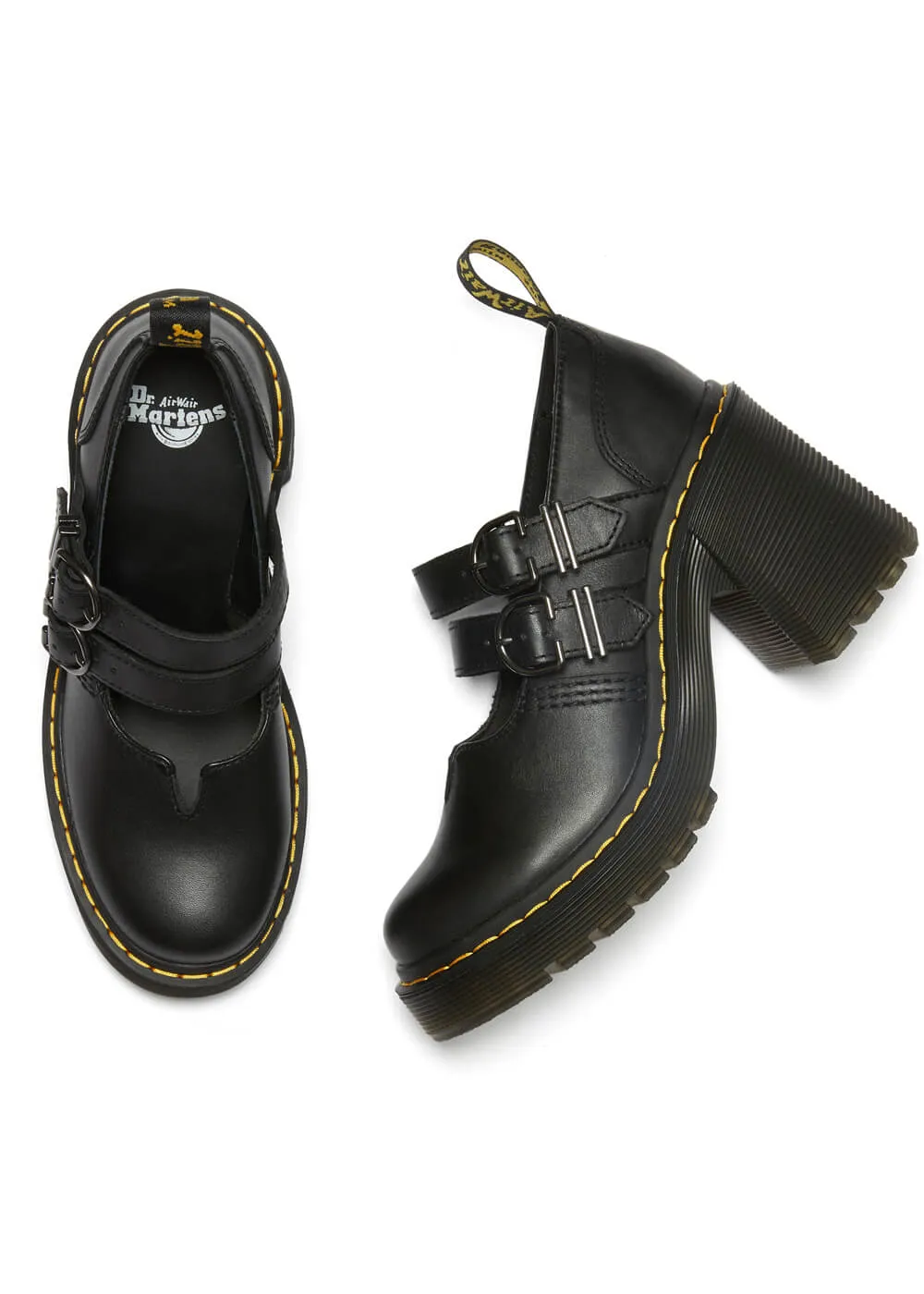 Dr. Martens Eviee Sendal Leather Mary Jane Pumps Black