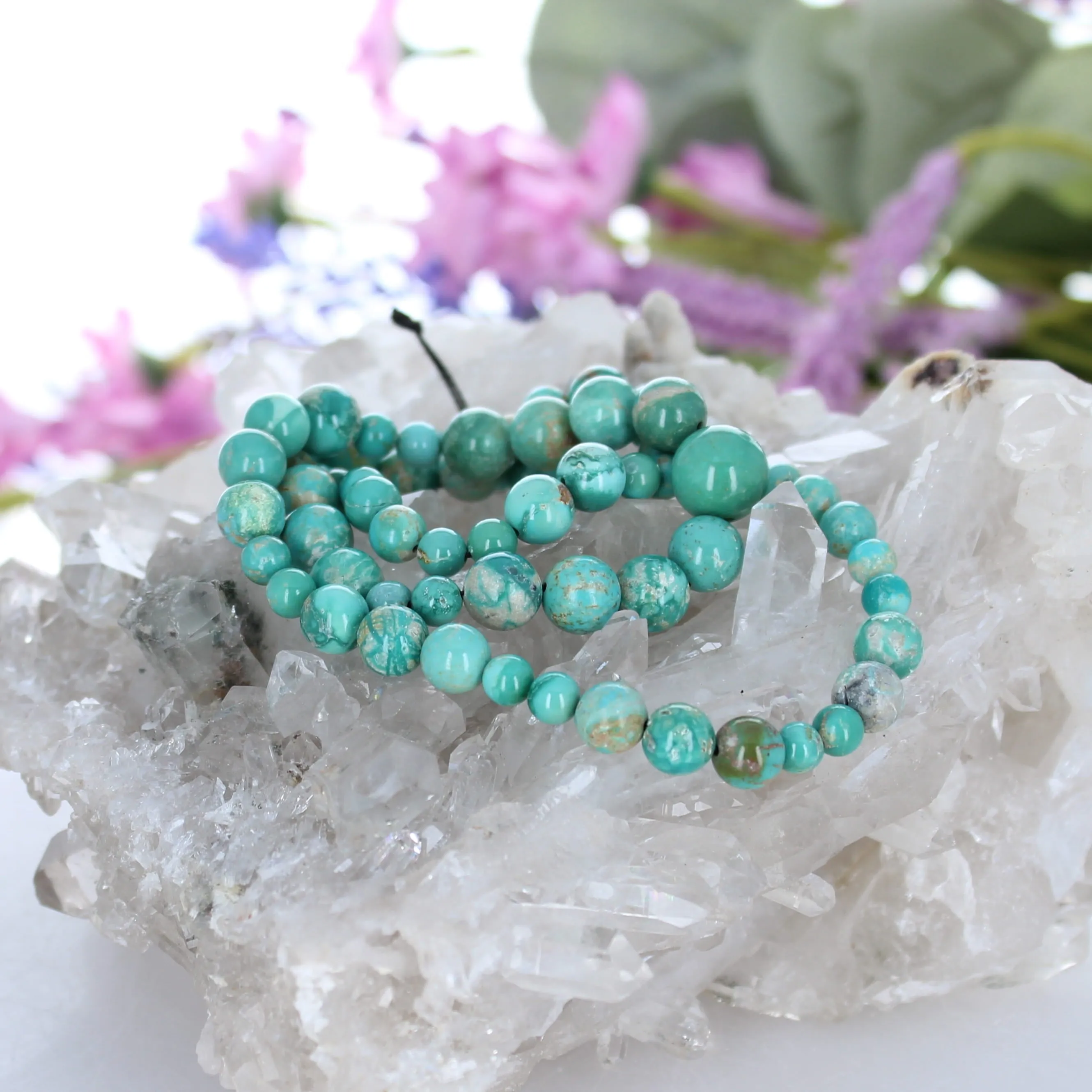 Fox Mine Turquoise Beads Round 5-10mm Light Sea Green