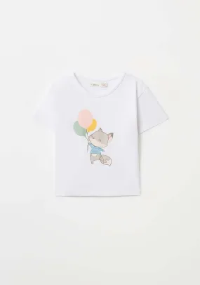 Fox Print T-Shirt - White