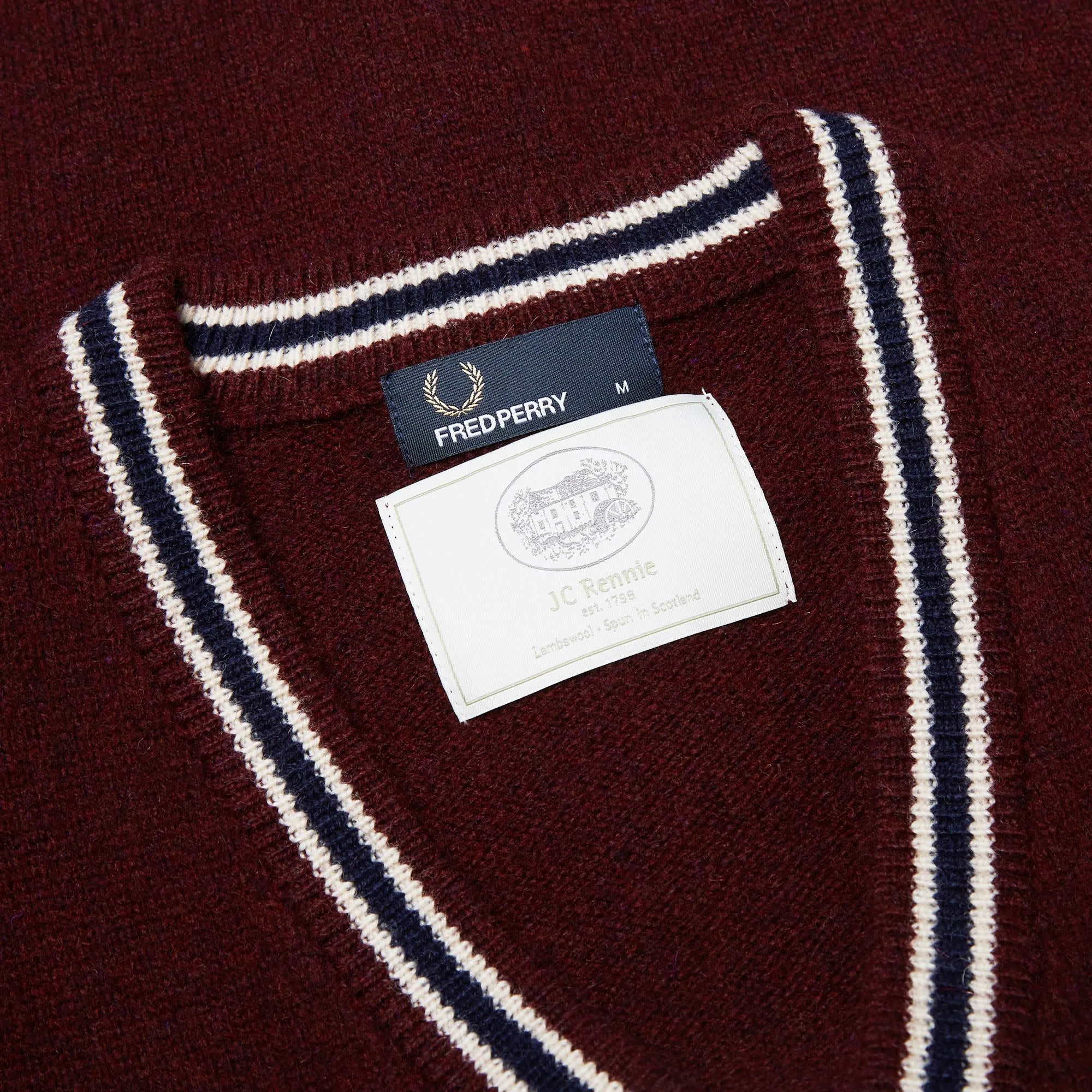 Fred Perry Shetland Wool CardiganMahogany