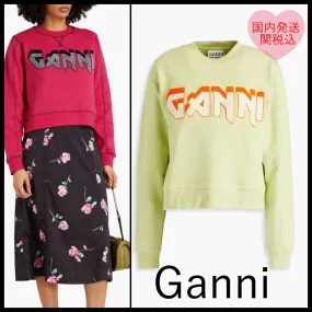 Ganni  |Sweat Long Sleeves Cotton Logo Hoodies & Sweatshirts