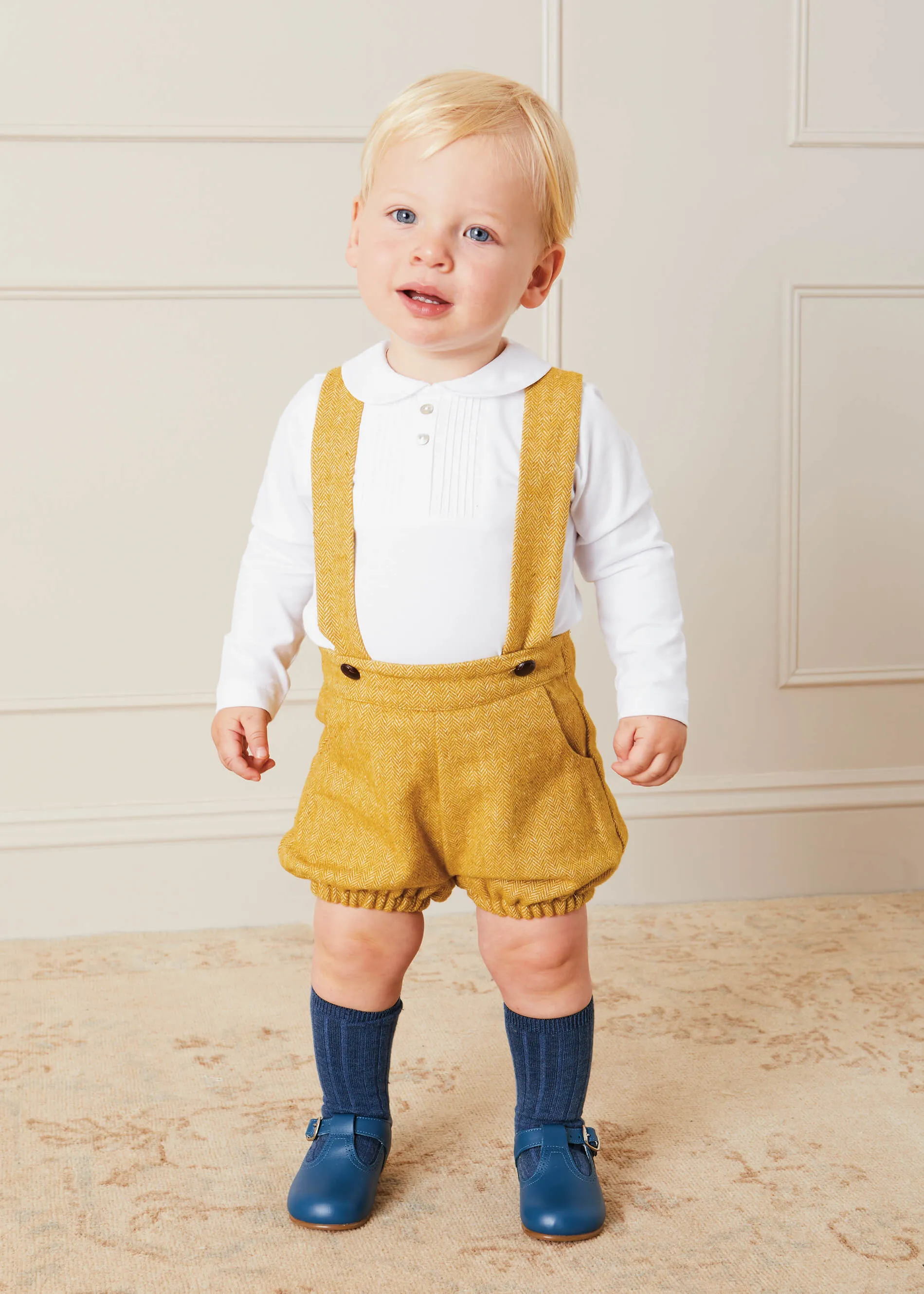 Herringbone Bloomers with Braces in Mustard (9mths-2yrs)