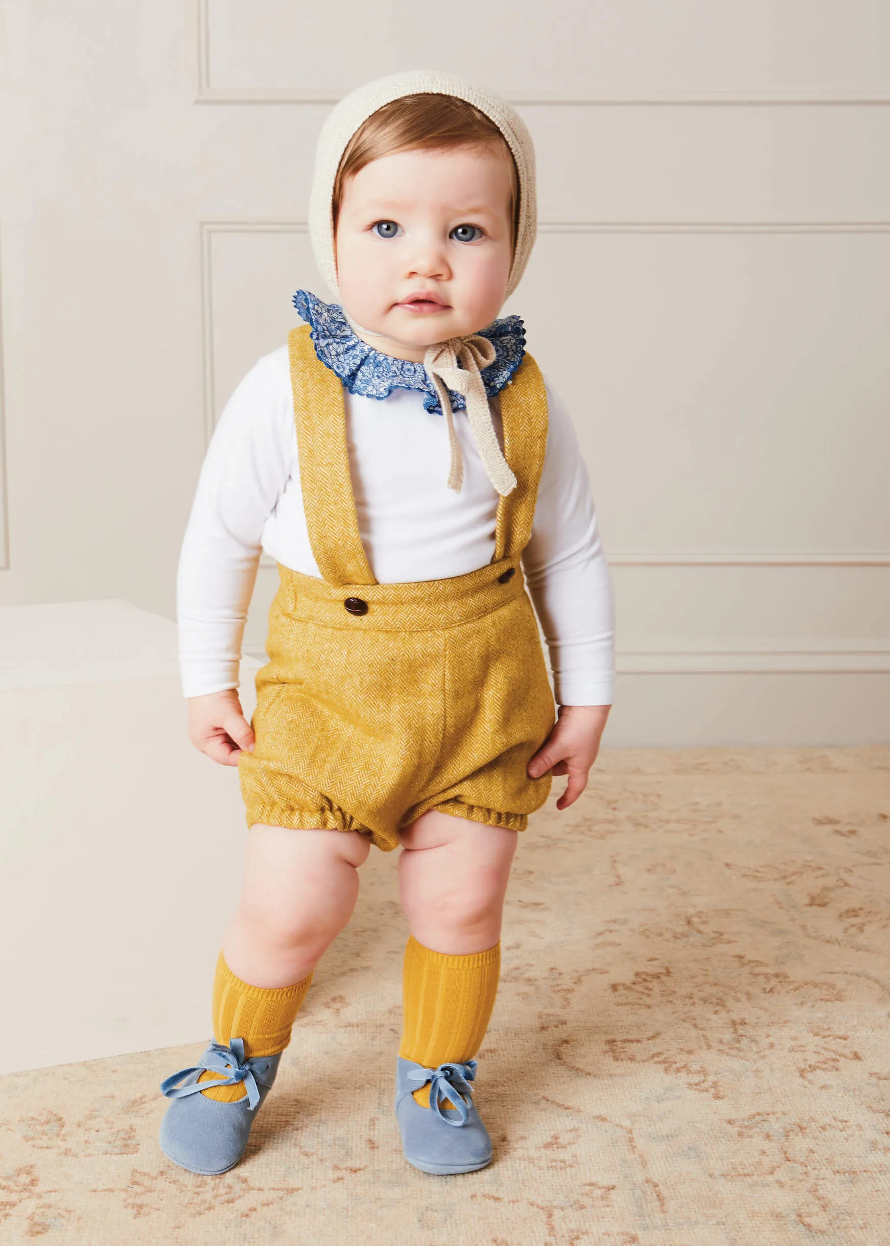 Herringbone Bloomers with Braces in Mustard (9mths-2yrs)