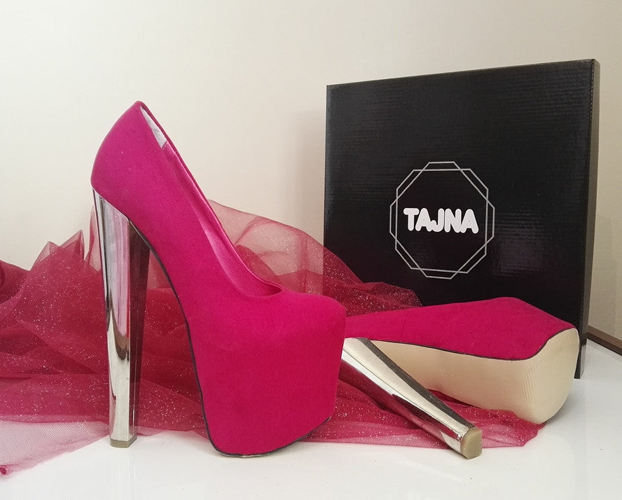 Hot Pink Platform -Silver High Heels