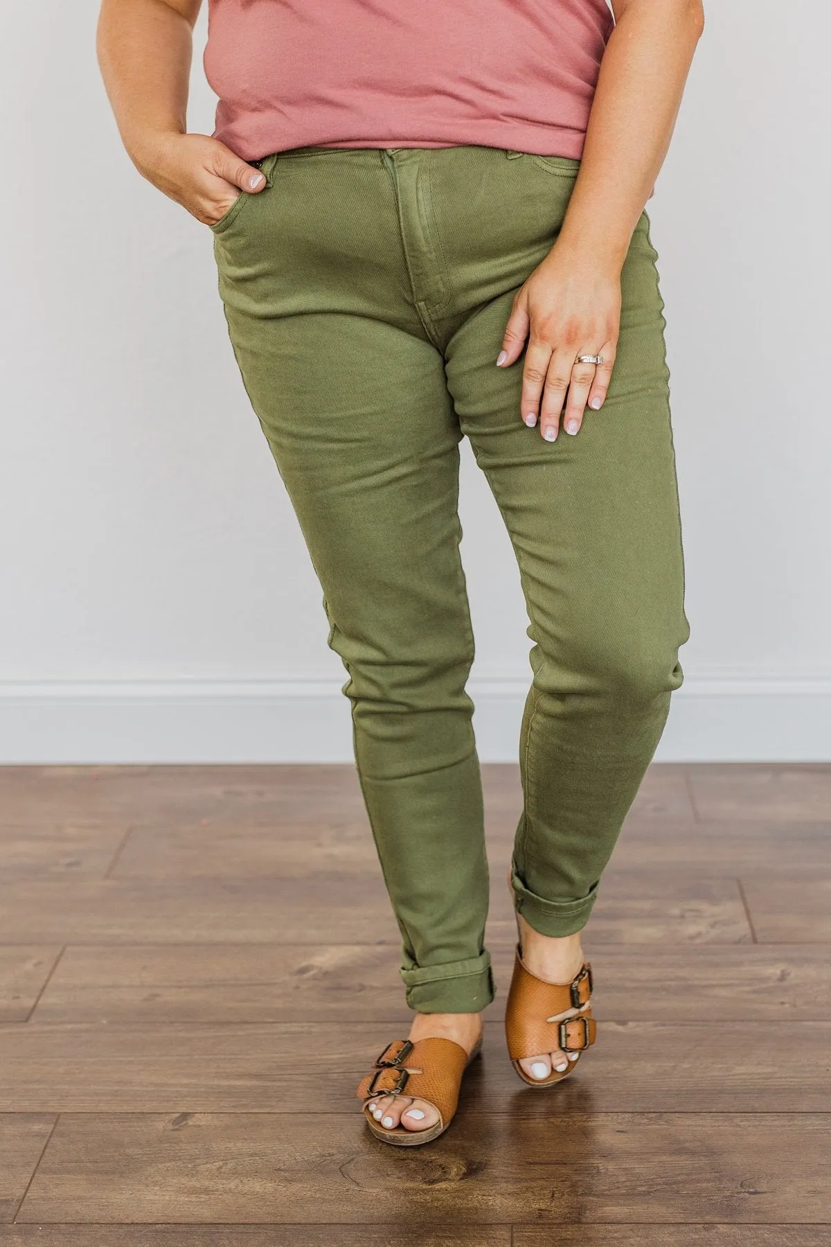 KanCan High-Rise Colored Skinny Jeans- Kale