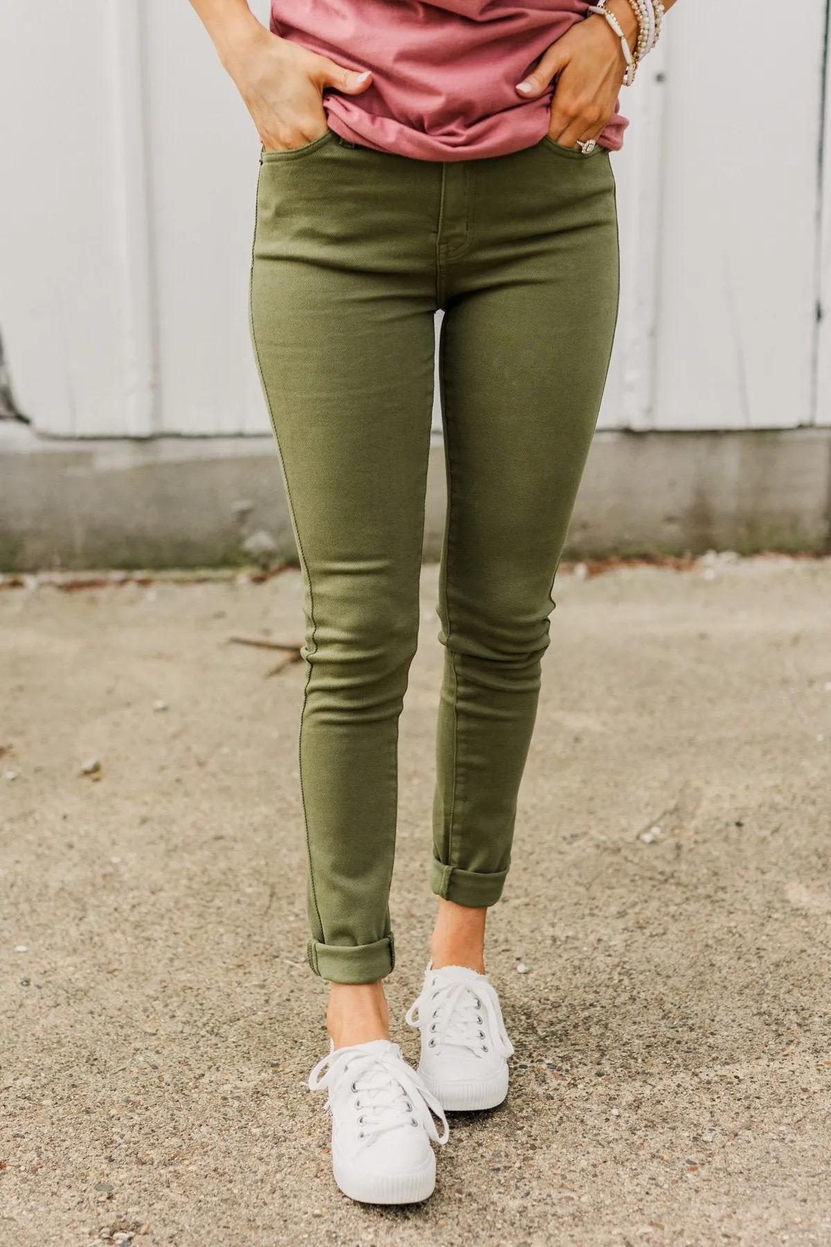 KanCan High-Rise Colored Skinny Jeans- Kale