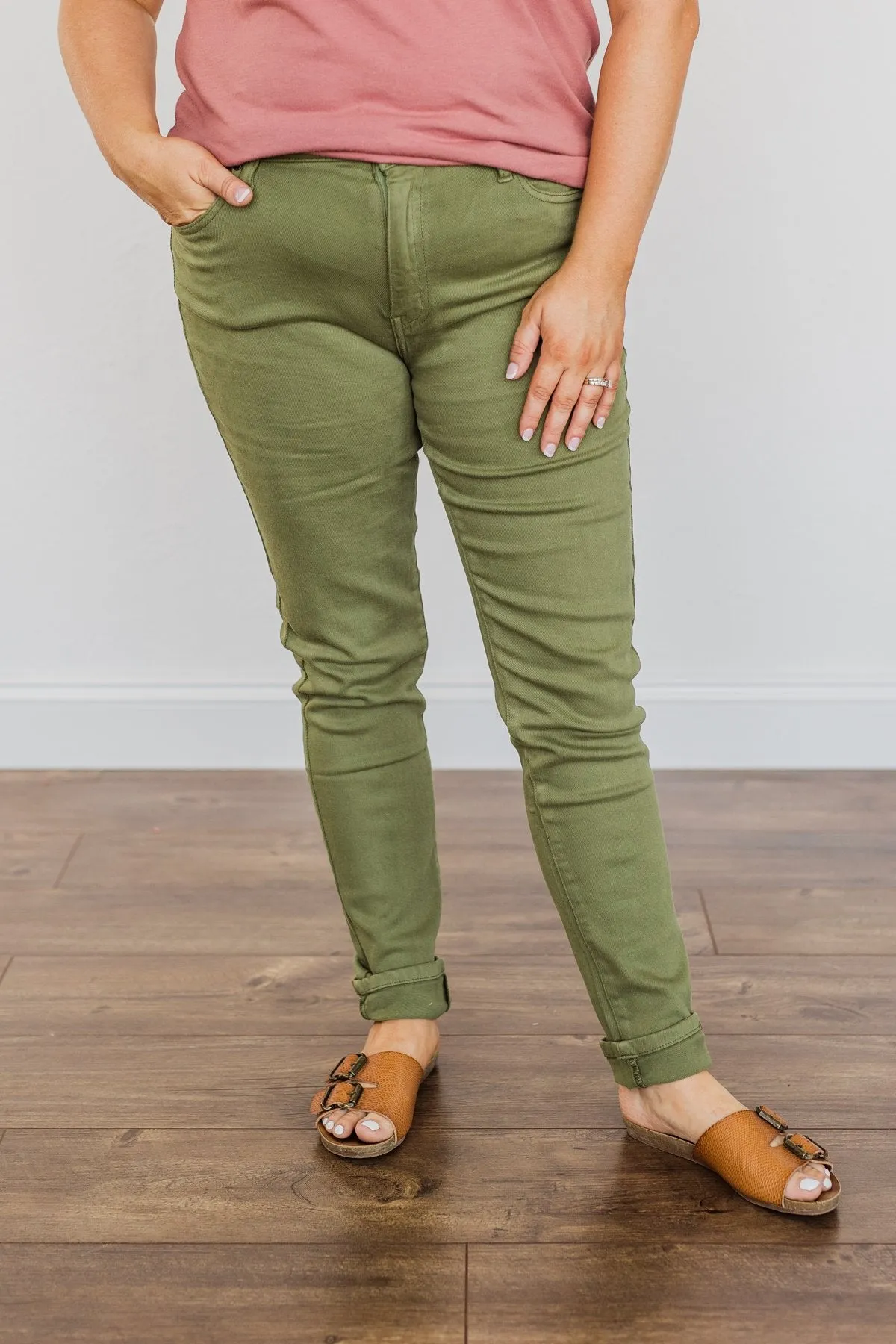 KanCan High-Rise Colored Skinny Jeans- Kale