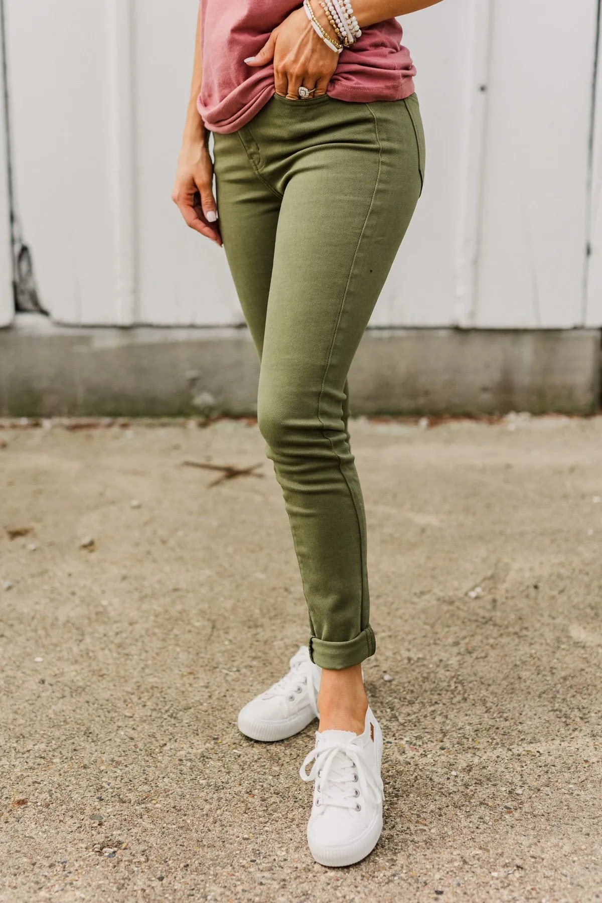 KanCan High-Rise Colored Skinny Jeans- Kale