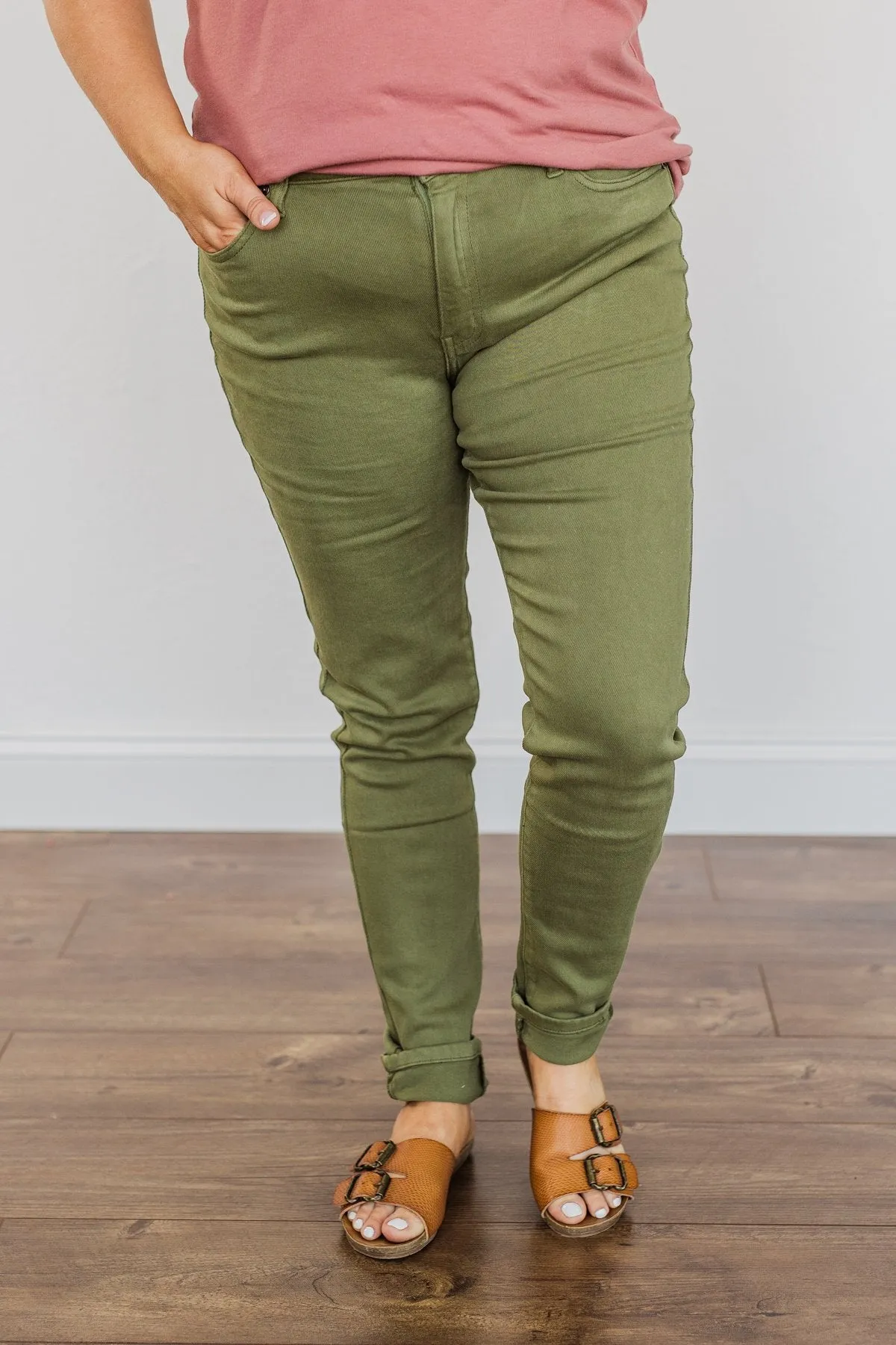 KanCan High-Rise Colored Skinny Jeans- Kale