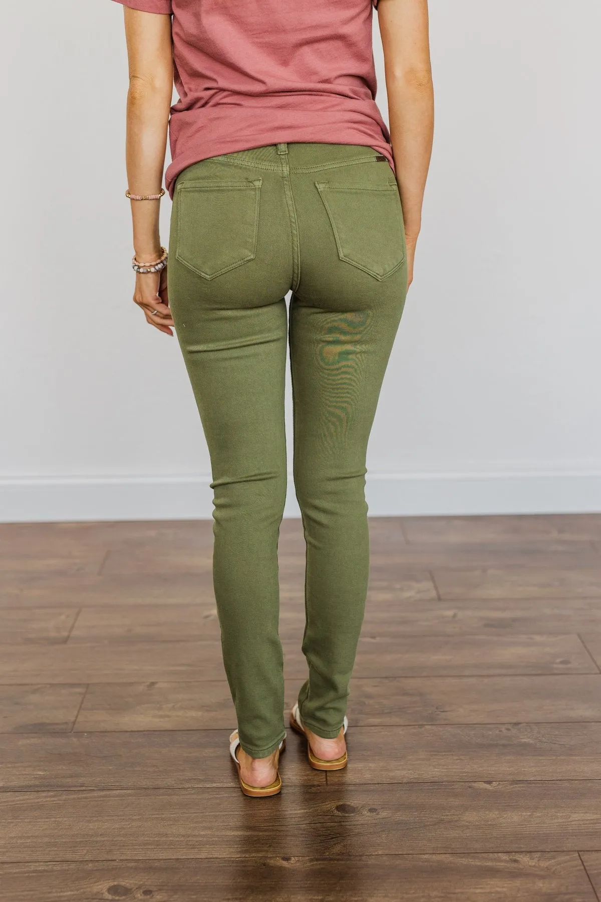 KanCan High-Rise Colored Skinny Jeans- Kale