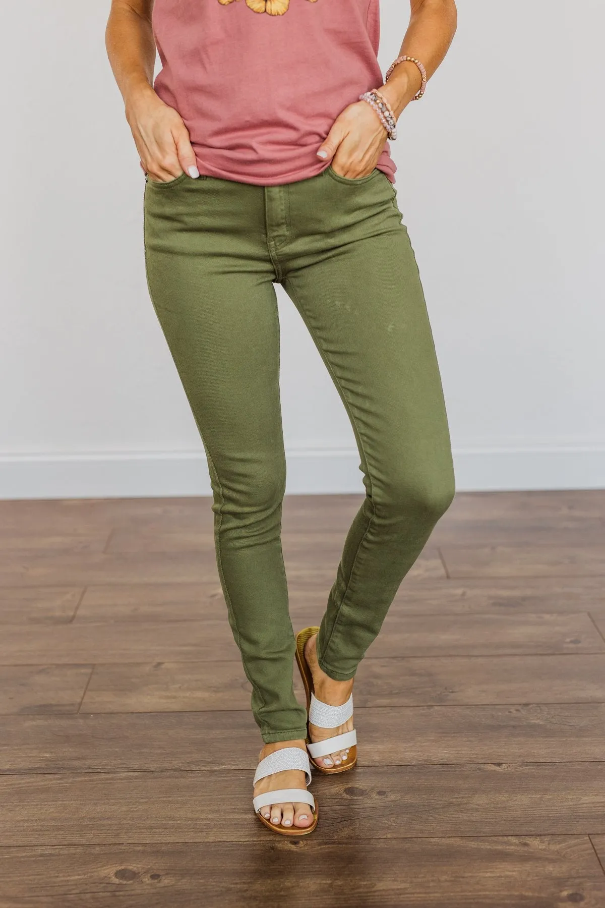 KanCan High-Rise Colored Skinny Jeans- Kale