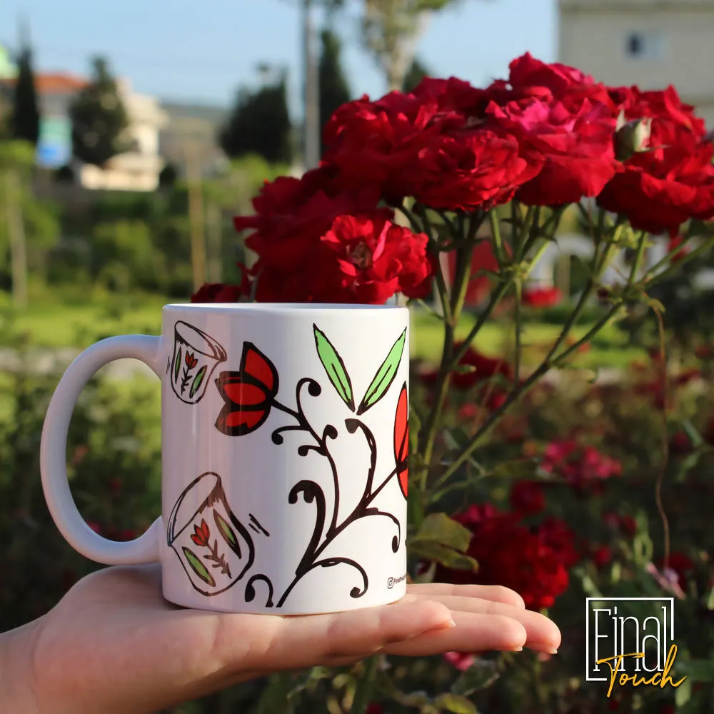 Lebanese mugs - set of 3 mugs ( green and red)