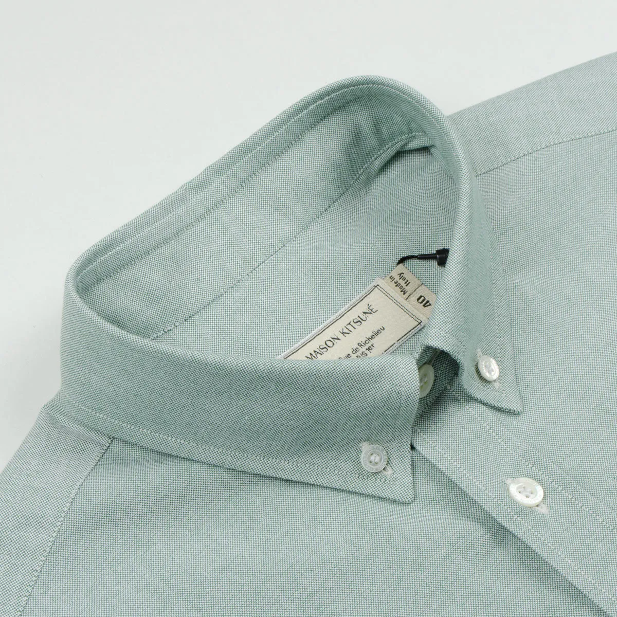 Maison Kitsuné - Classic Oxford Shirt with Embroidery Fox - Khaki