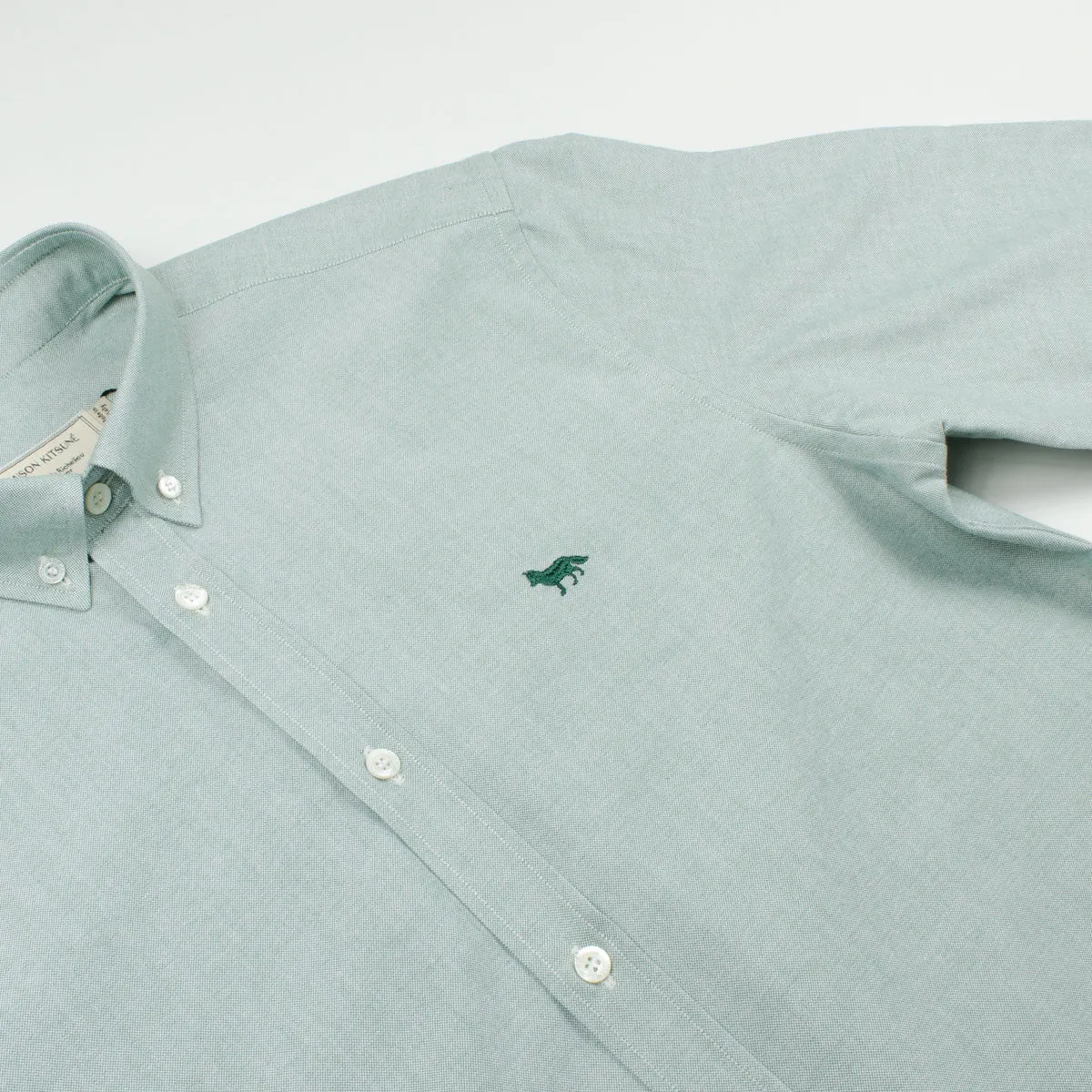 Maison Kitsuné - Classic Oxford Shirt with Embroidery Fox - Khaki