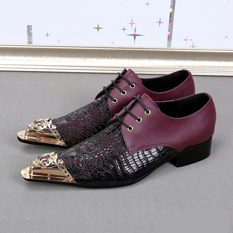 Men's Genuine Leather Pointed-Toe Lace-Up Handmade Oxford Shoes