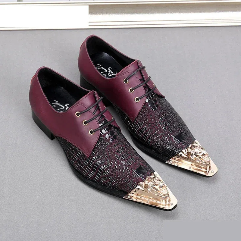 Men's Genuine Leather Pointed-Toe Lace-Up Handmade Oxford Shoes