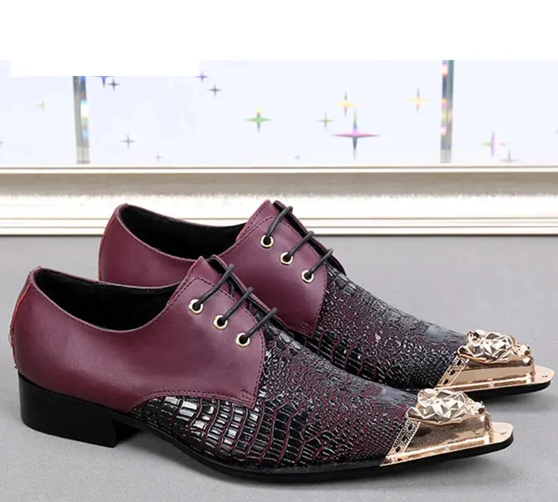 Men's Genuine Leather Pointed-Toe Lace-Up Handmade Oxford Shoes