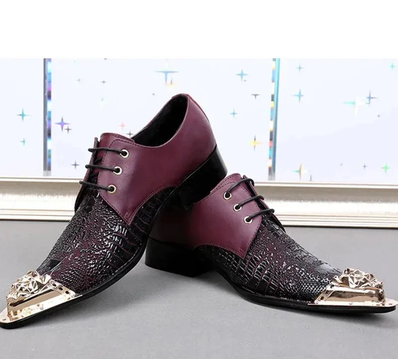 Men's Genuine Leather Pointed-Toe Lace-Up Handmade Oxford Shoes