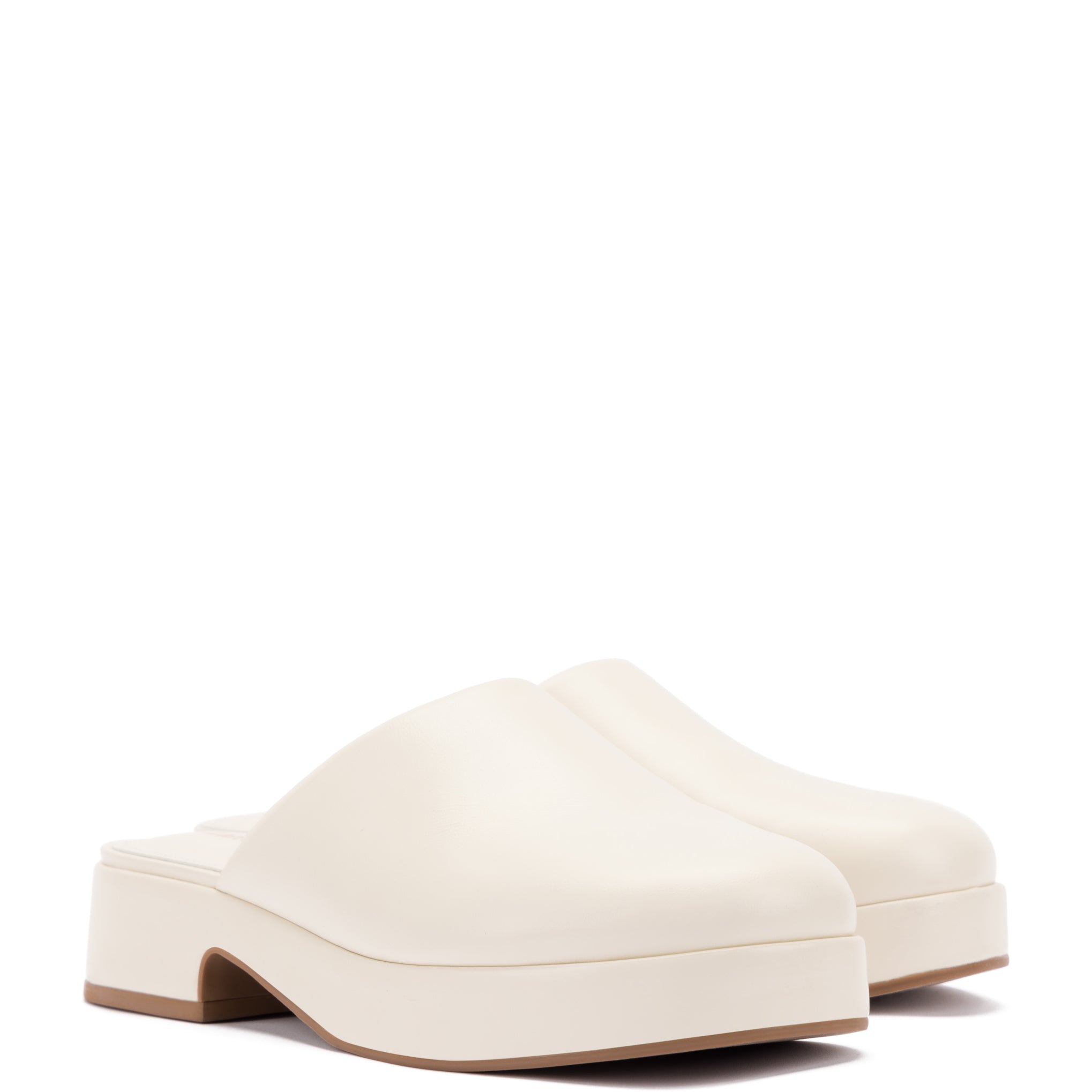 Miso Flatform Clog In Ivory Leather