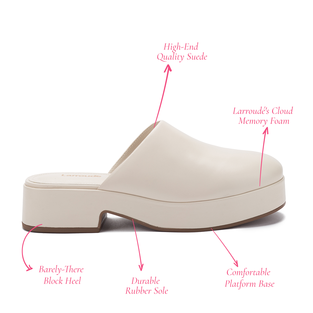 Miso Flatform Clog In Ivory Leather