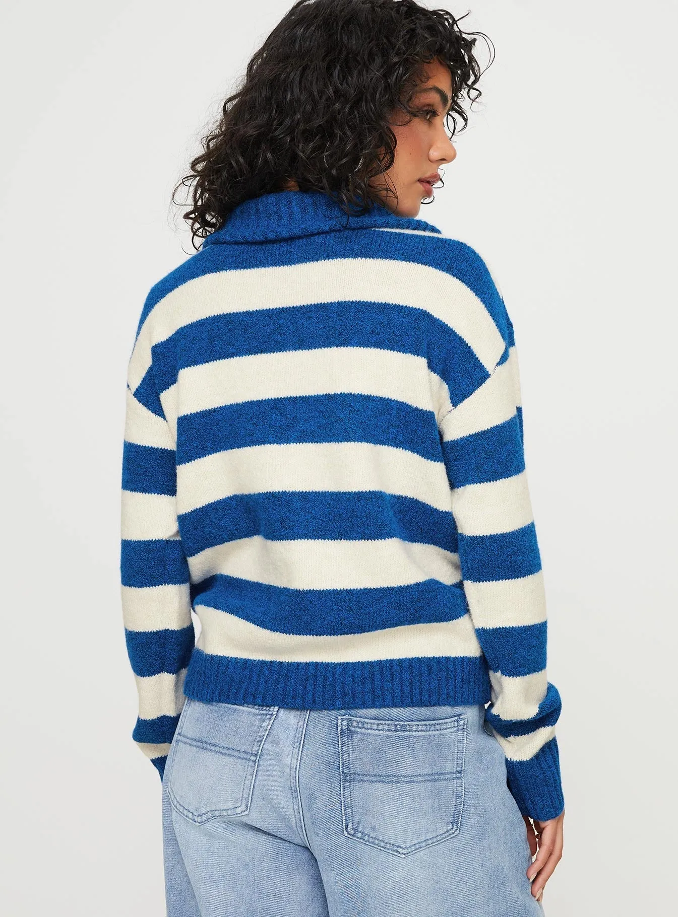 Neena Quarter Zip Jumper Blue / Cream