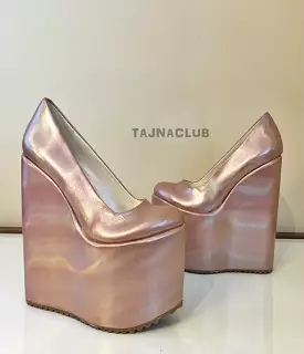 Pink Wedge Heel Platform High Heels Shoes