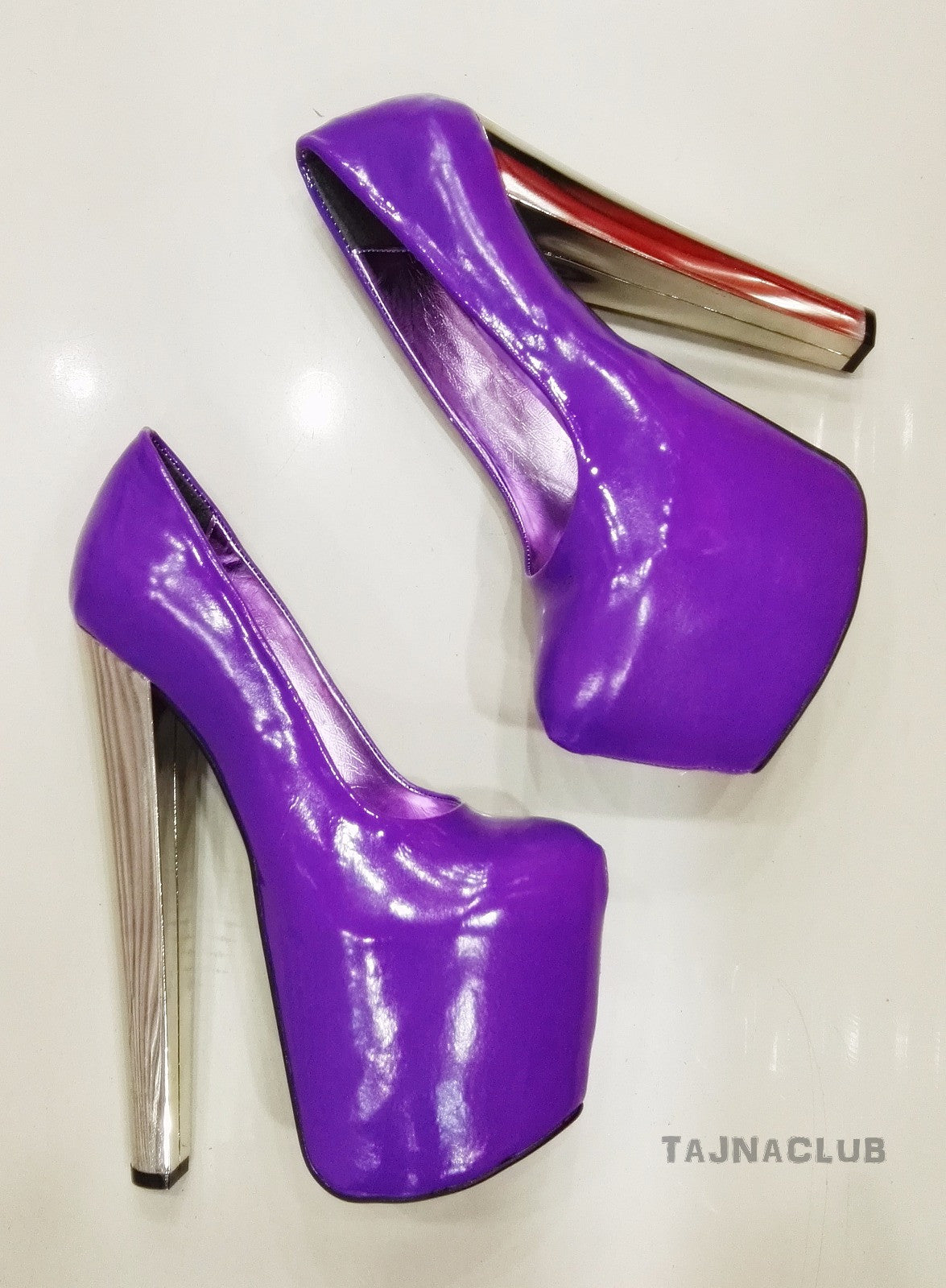 Purple Super Platform Metallic 20 cm High Heels