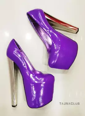 Purple Super Platform Metallic 20 cm High Heels