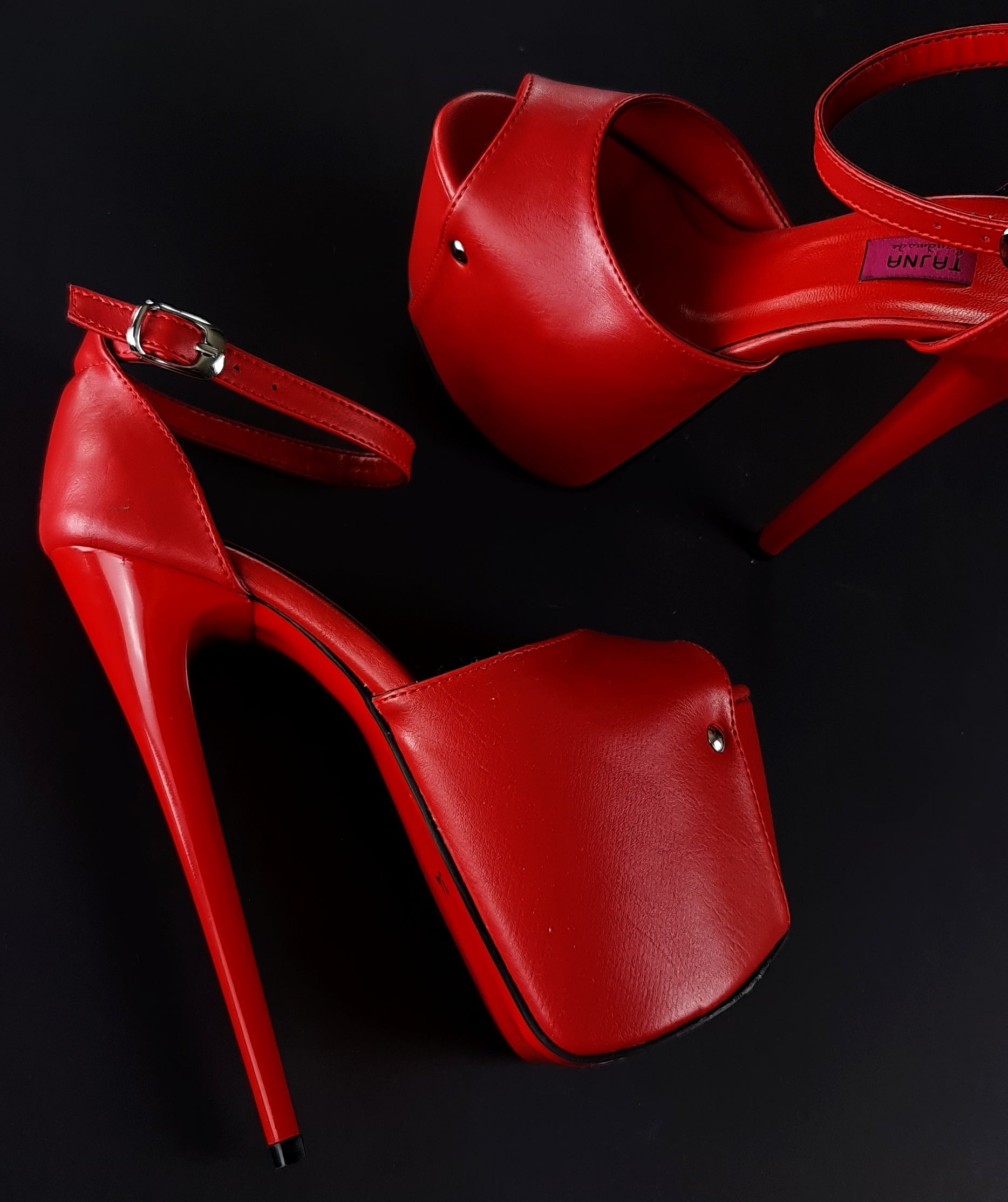 Red Matte Classic Ankle Strap High Heels