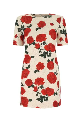 Saint Laurent Floral Patterned Crewneck Dress