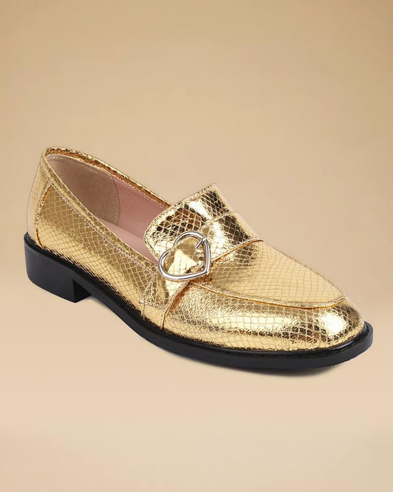 Snake-print British Buckle Loafers