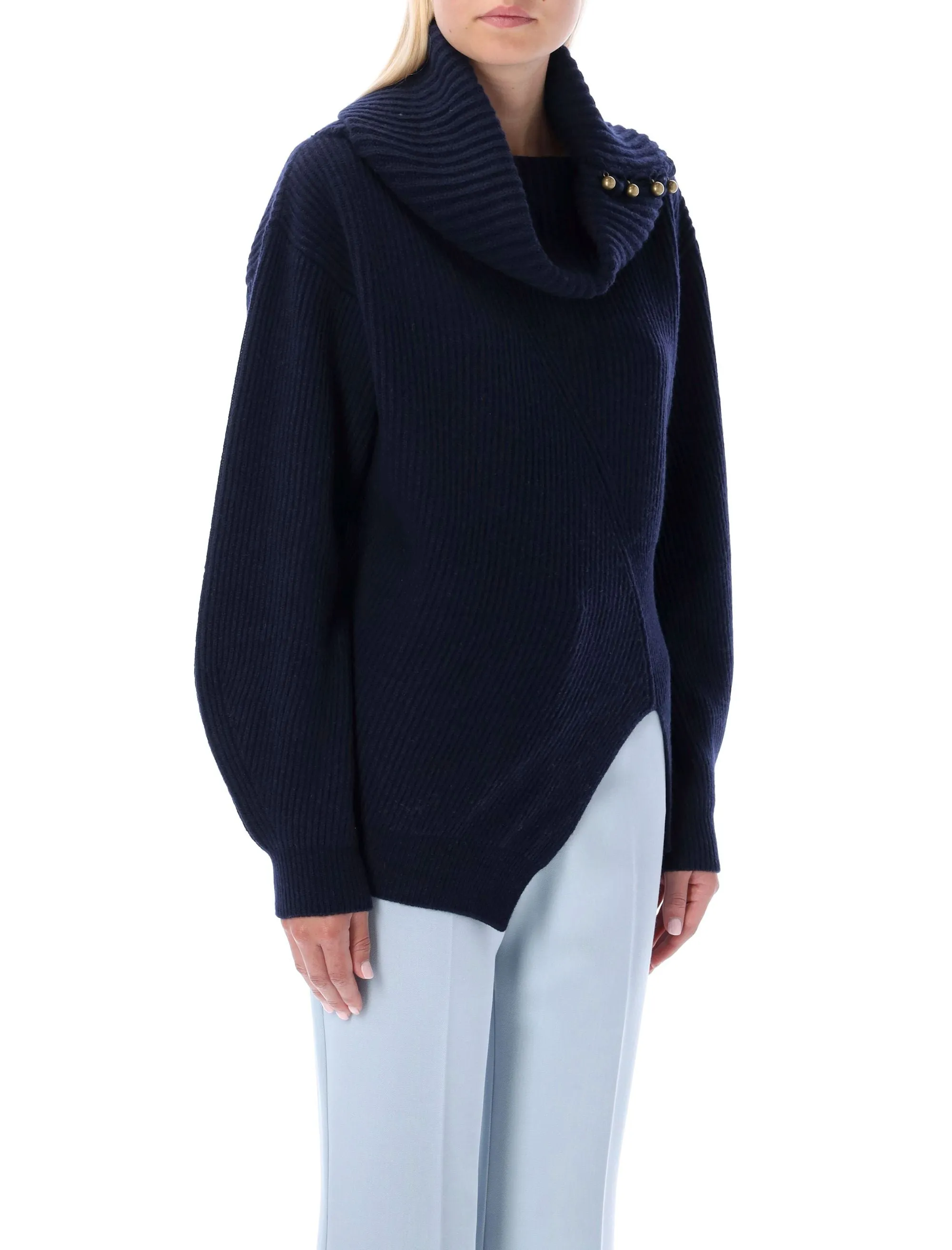 Stella McCartney Asymmetric Button-Embellished Knitted Jumper