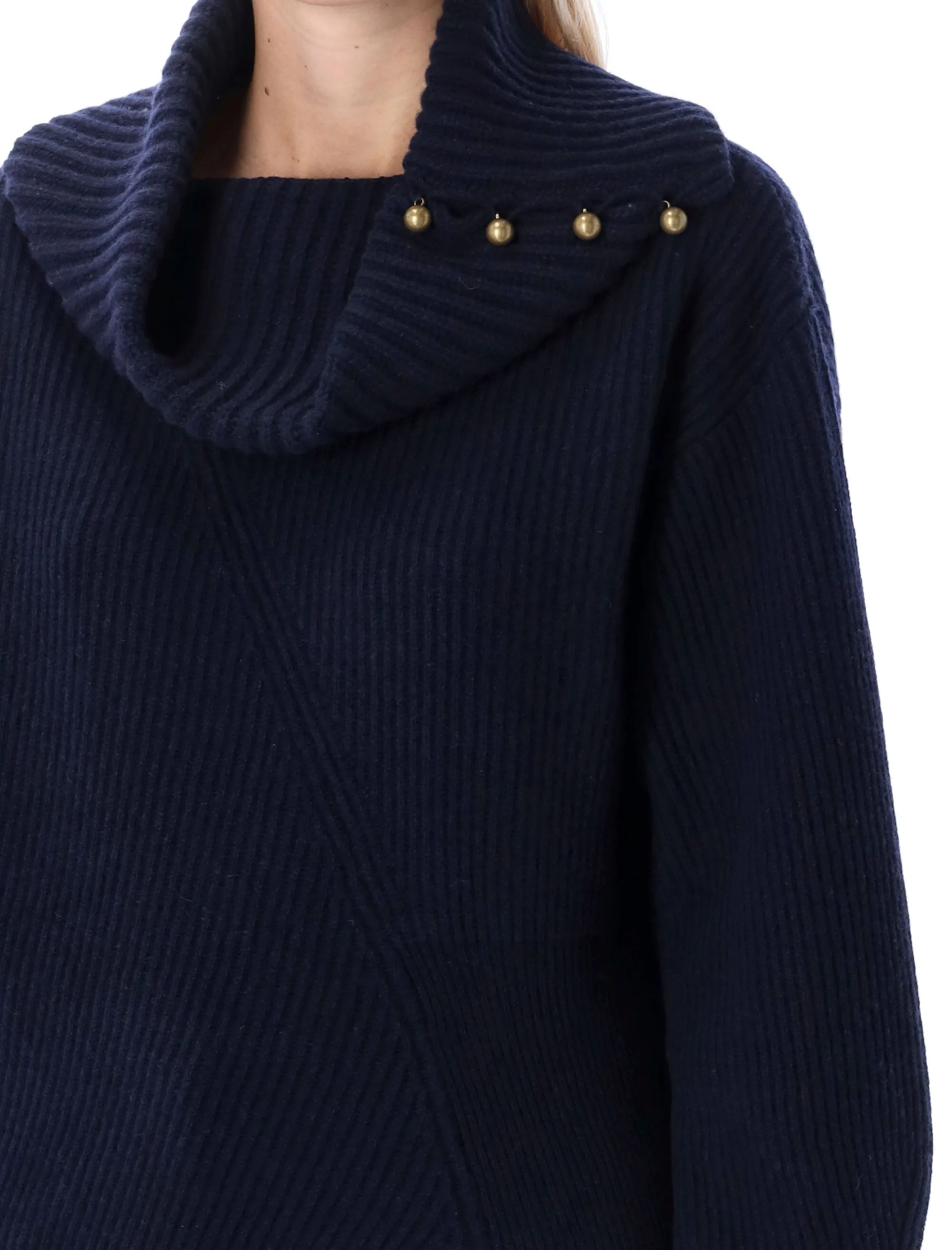 Stella McCartney Asymmetric Button-Embellished Knitted Jumper