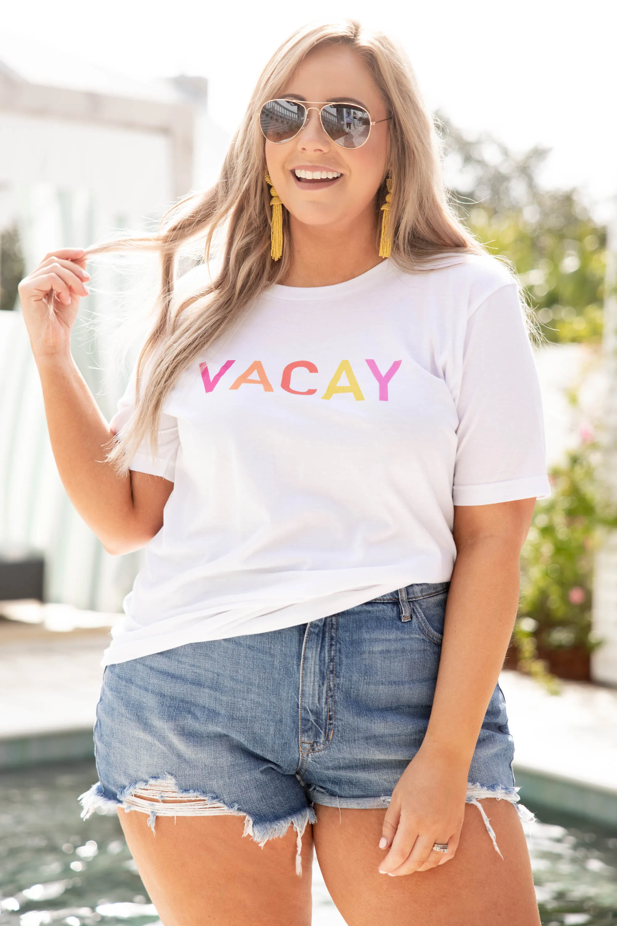 Summer Vacay Tee, White