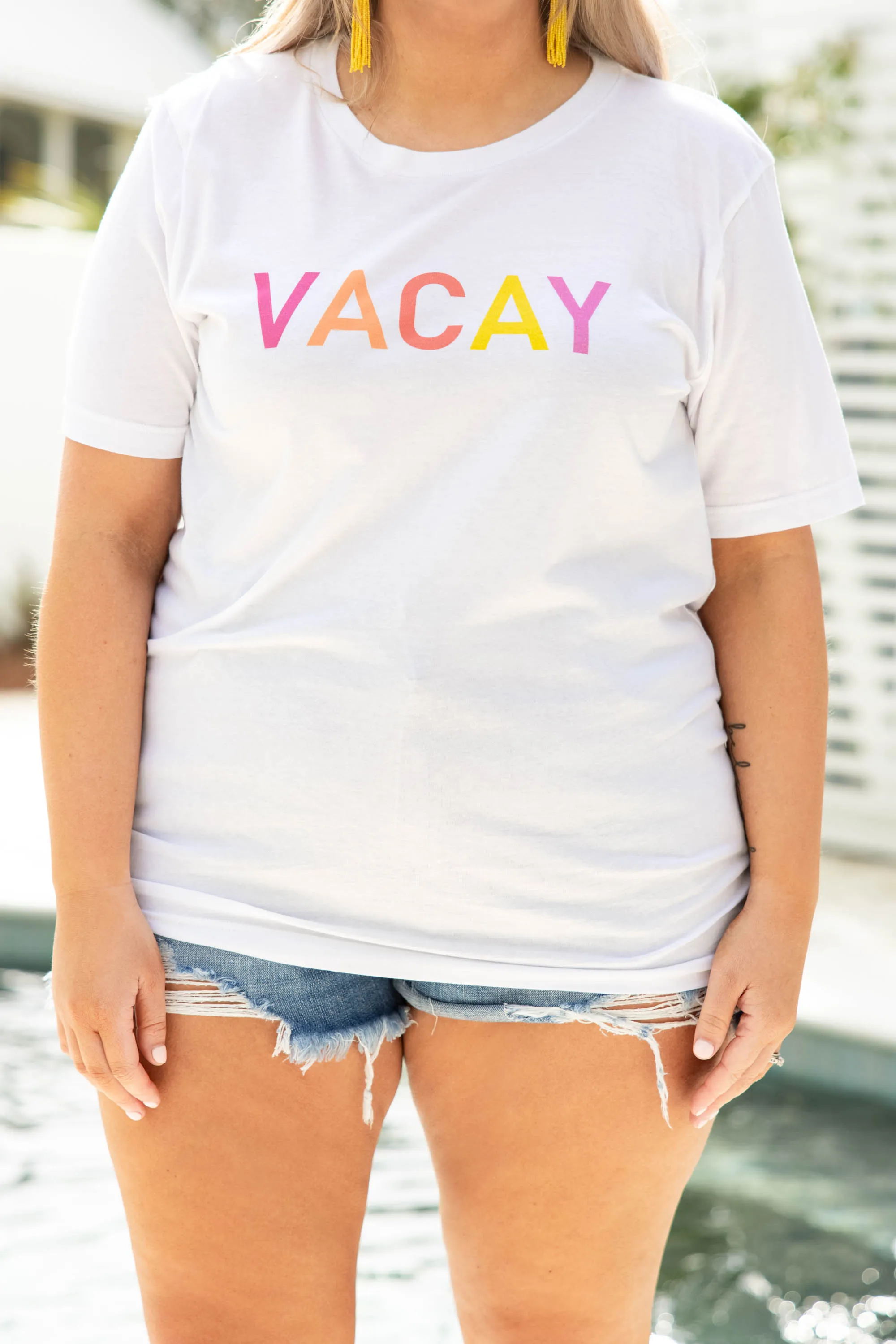 Summer Vacay Tee, White